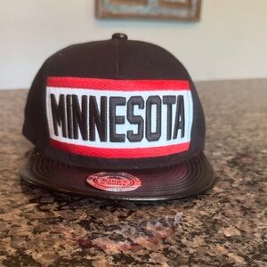 Black and Red Minnesota Snapback Hat EUC